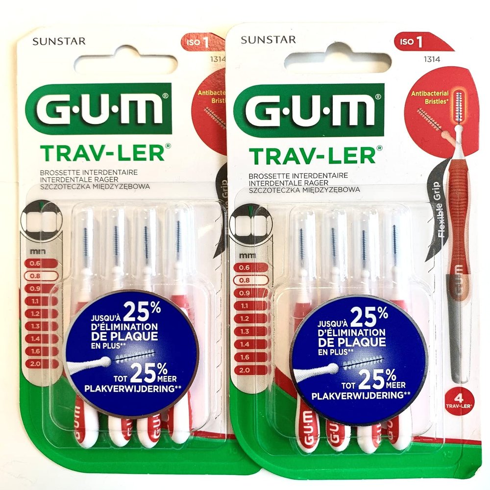GUM Proxabrush Traveler 4 Interdental Brushes Ref. 1314: 0.8 mm (2)