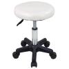 FURWOO Round Swivel Stool with Wheels, PU Leather, Height-Adjustable, White view 1