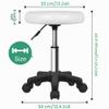 FURWOO Round Swivel Stool with Wheels, PU Leather, Height-Adjustable, White view 2
