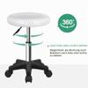 FURWOO Round Swivel Stool with Wheels, PU Leather, Height-Adjustable, White view 4