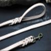 BULLYZEI Braided Beige Leather Dog Leash, 16 mm x 1 m, No Loop, Antique Brass view 1