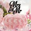 Personalized “Mrs Mr & Mrs” Cake Topper, Funny Bride and Groom Decoration, Black Acrylic view 1