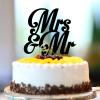 Personalized “Mrs Mr & Mrs” Cake Topper, Funny Bride and Groom Decoration, Black Acrylic view 2