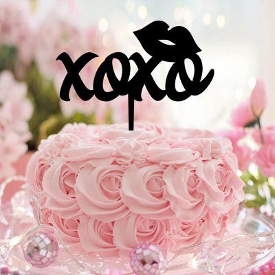 Xoxo "Mr & Mrs" Cake Topper, Black Acrylic, Retro
