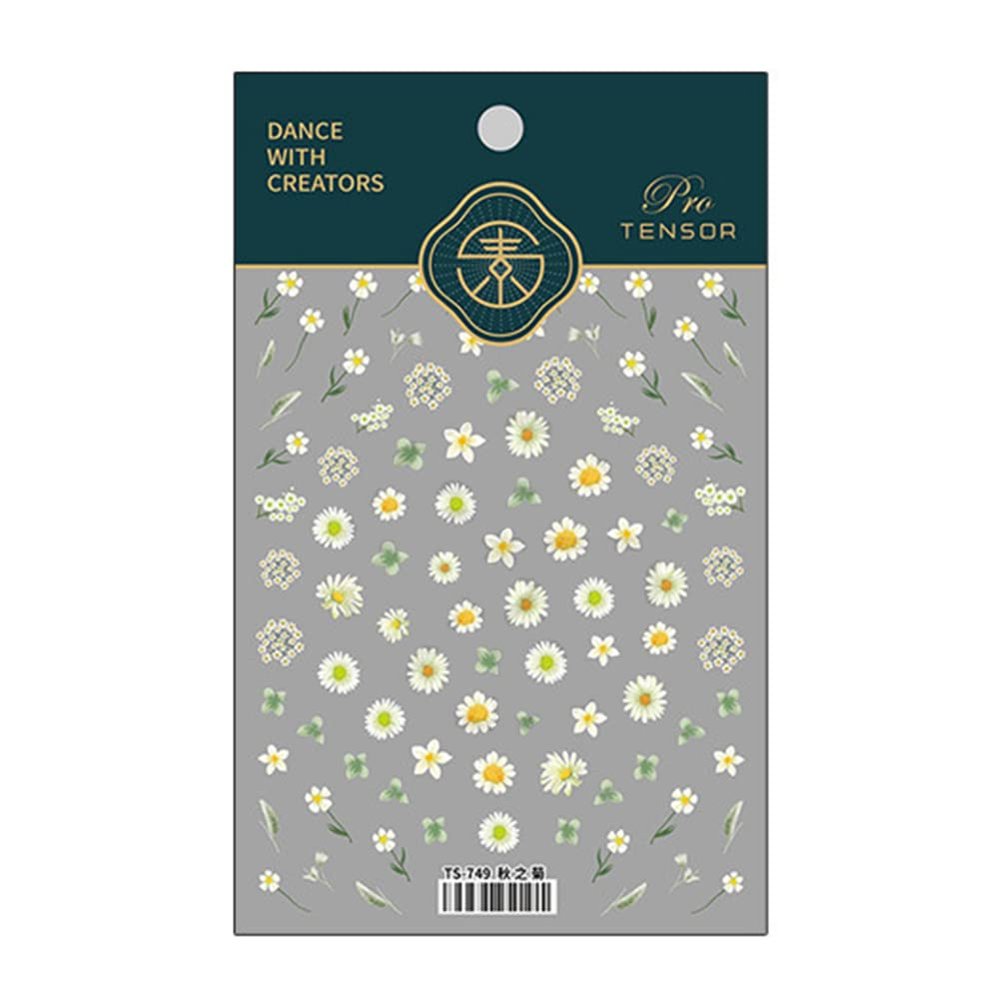 URFEDA 3D Daisy Nail Stickers, Self-Adhesive Nail Art Decals