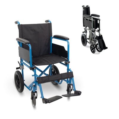 Mobiclinic Marsella Folding Wheelchair, Quick-Release Wheels, Foldable Footrests and Armrests, Brakes, 12-Inch Tires, 46 cm Seat Width