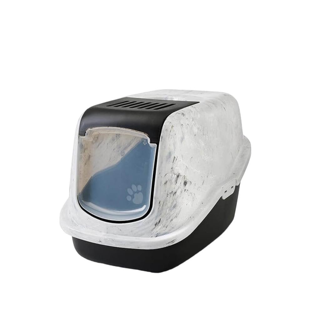 Savic Nestor Marble Black Hooded Cat Litter Box 56 x 39 x 38.5 cm