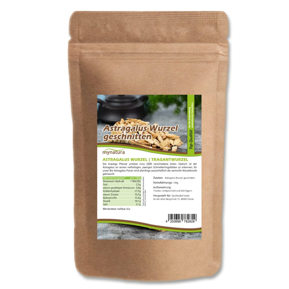 Mynatura Cut Astragalus Root (Tragant) | Tea, Infusion & Tincture | Vegan | Resealable Bag (250 g)