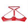 Kaerm Women's Patent Leather Open-Cup Halter Bra, Red, XL view 2