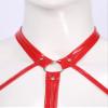 Kaerm Women's Patent Leather Open-Cup Halter Bra, Red, XL view 3