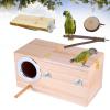 Wooden Budgie Nesting Box with 3 Perches, 25 x 13 x 13 cm view 1