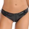 HULIJA Women's Open-Crotch Patent Leather Shorts, Black, 3XL view 1
