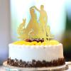 Personalized Glitter Gold “Mr & Mrs” Cake Topper with Dog and Cat view 3