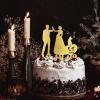 Mr and Mrs Cake Topper, Rustic Wedding and Engagement Ring Design with Personalized Name, Date, and Pet Silhouette view 2