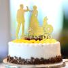 Mr and Mrs Cake Topper, Rustic Wedding and Engagement Ring Design with Personalized Name, Date, and Pet Silhouette view 3