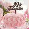 20th Birthday Cake Decorations with Custom Names, Brown Wood view 2