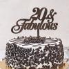 20th Birthday Cake Decorations with Custom Names, Brown Wood view 3