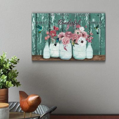 Personalized Wooden Sign with “And I Think to Myself, What a Wonderful World”