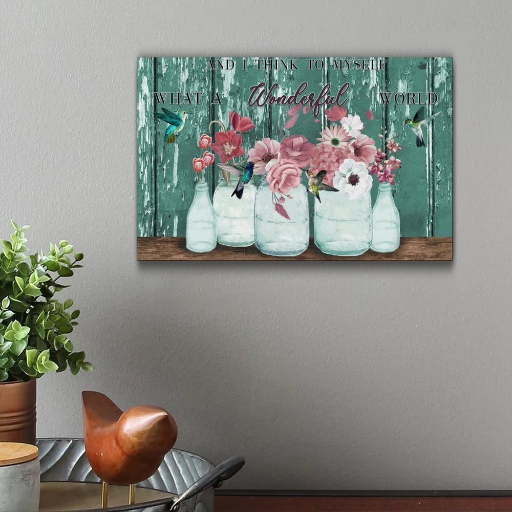 Personalized Wooden Sign with “And I Think to Myself, What a Wonderful World”