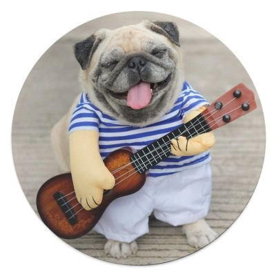 Guitarist Blanket with Pug Design, Anti-Pilling Flannel, 90 cm