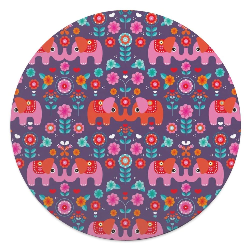 Exotic Indian Elephant Pet Blanket, Anti-Pilling, Warm, Soft Flannel, Lightweight, Cozy, for Cats and Dogs, 90 cm Diameter