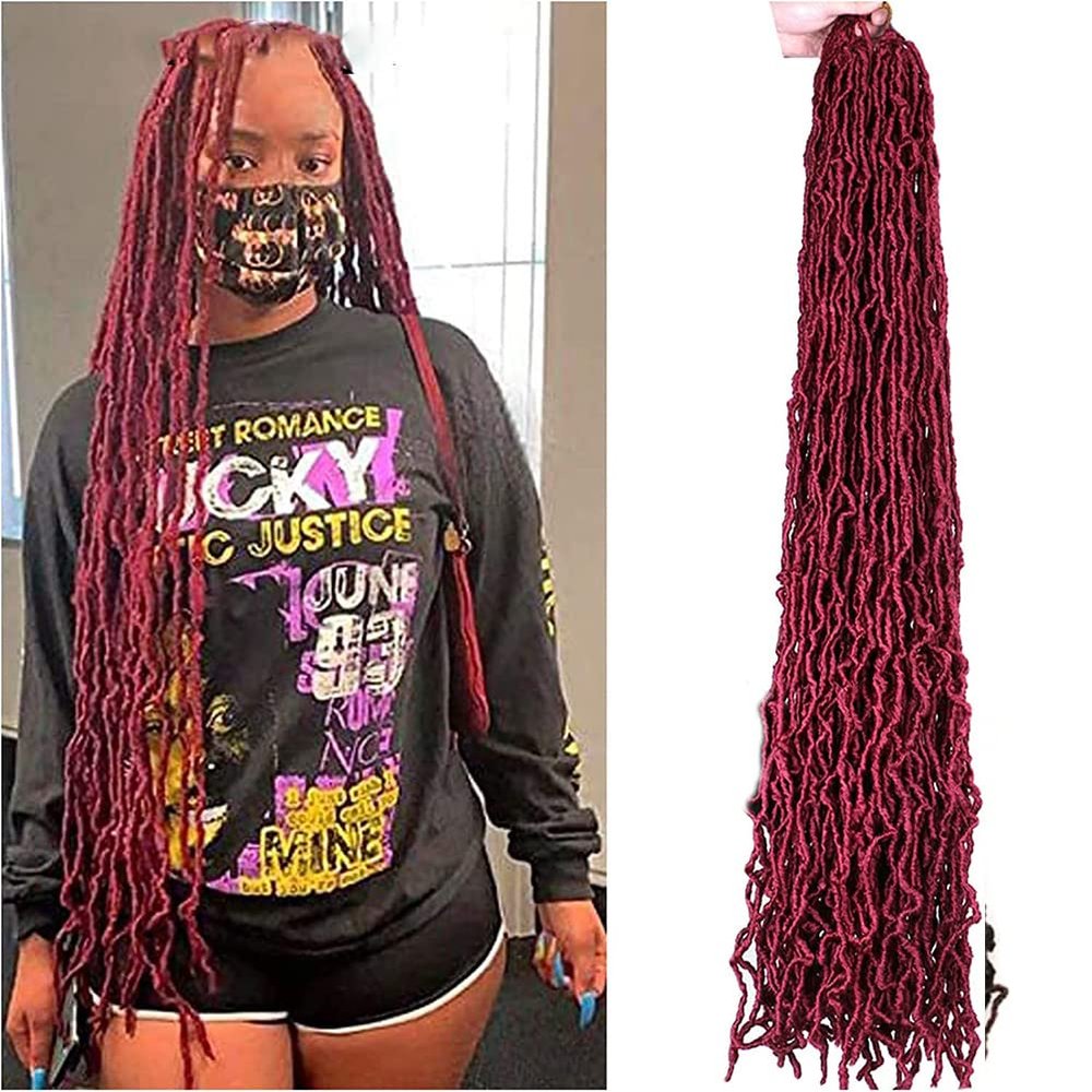 ZCBYBT African-Style Braided Wig, Faux Locs Crochet Hair, Synthetic Braiding Hair Extensions for Black Women, 18 in, 3-Pack