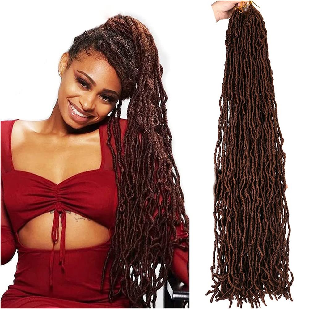 ZCBYBT African-Style Braided Wig, Faux Locs Crochet Hair, Synthetic Braiding Hair, Hair Extensions for Black Women, C, 36 Inches, #5 Pack