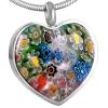 SHEIL Flower Heart Stone Memorial Ash Keepsake Pendant Murano Urn for Pet or Human Ashes view 1