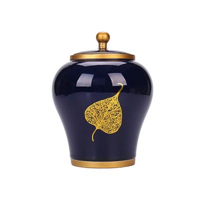Blue Ceramic Pet Urn, Small Keepsake Memorial Urn for Dogs and Cats