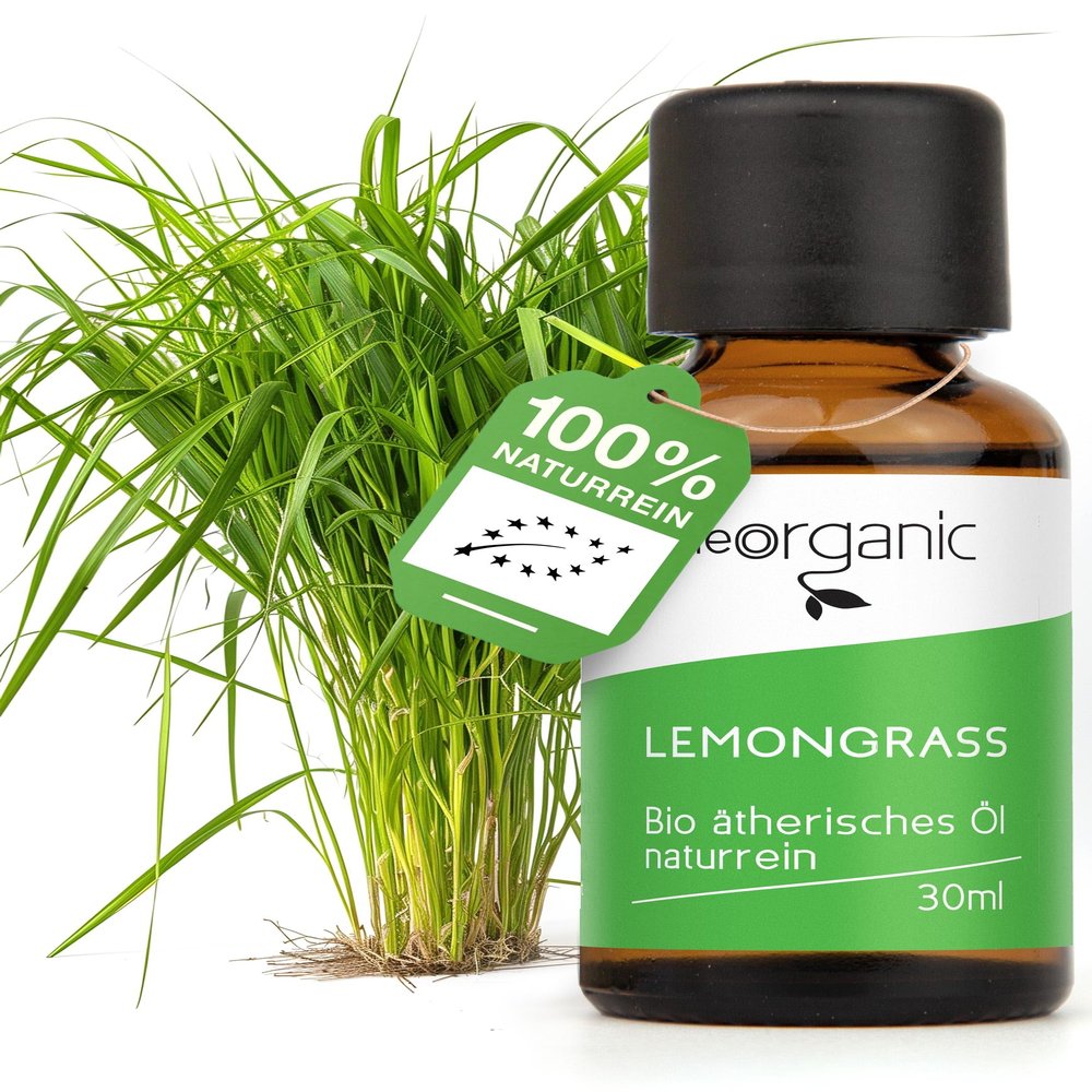 NeoOrganic Organic Lemongrass Oil (Cymbopogon flexuosus), 30 ml – 100% Pure Essential Oil for Aromatherapy