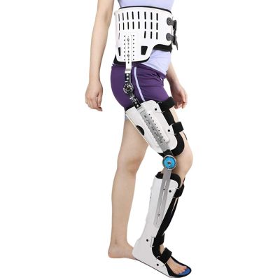 Adjustable Knee Orthosis, Knee-Ankle-Foot Orthosis for Leg Fractures and Lower-Extremity Paralysis, Hip Abduction Orthosis, ROM/White, Left
