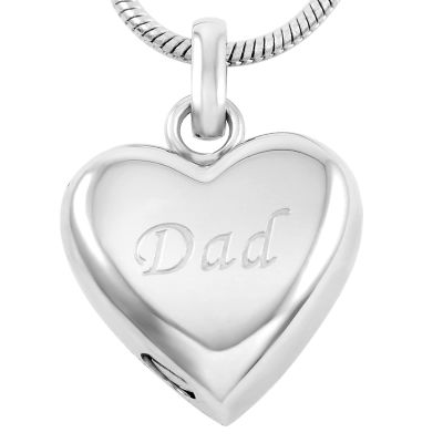 KOMEDO "Dad In My Heart" Cremation Jewelry Pendant Urn for Human Ashes, Heart Memorial Keepsake