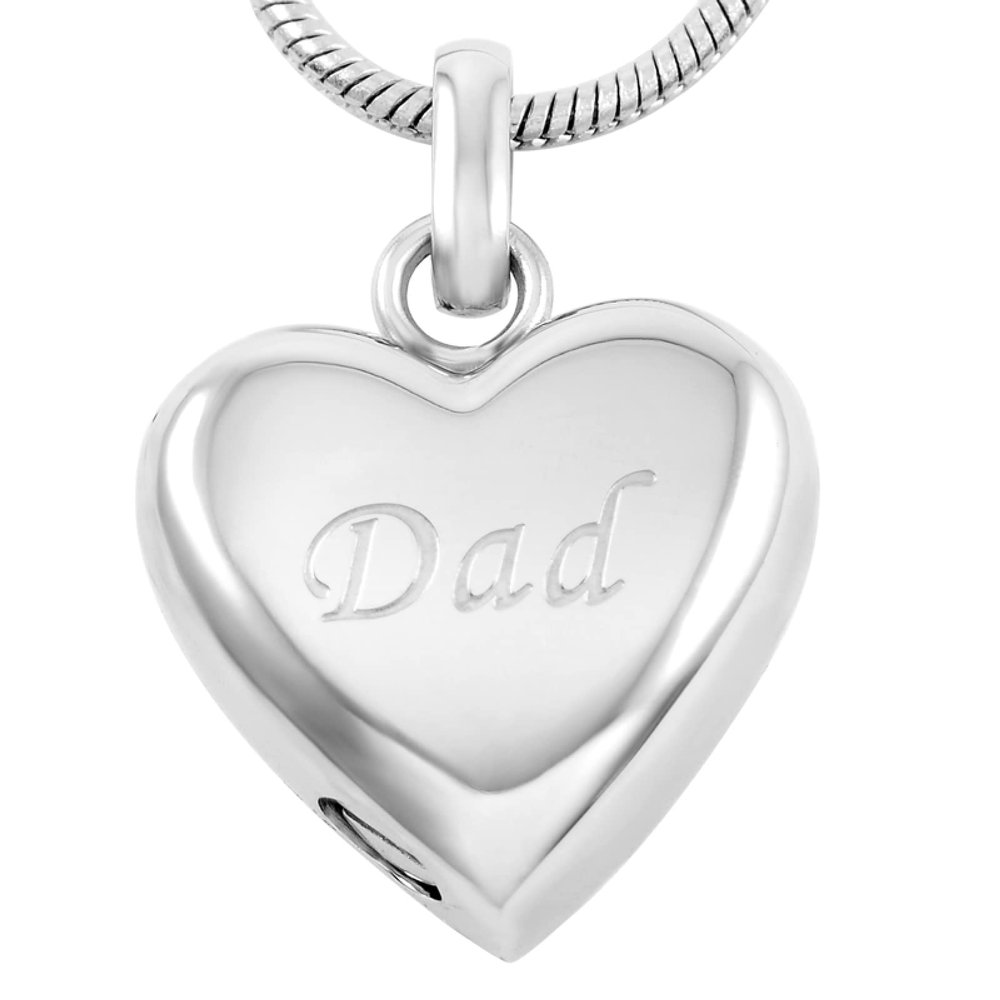 KOMEDO "Dad In My Heart" Cremation Jewelry Pendant Urn for Human Ashes, Heart Memorial Keepsake