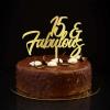 15th Birthday Cake Decoration, Glittery Gold, Personalizable, for Any Age and 15th Anniversary view 1