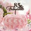 Personalized 85th Birthday Cake Topper, Brown Wood, “85 & Fabulous” view 2