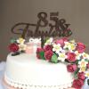 Personalized 85th Birthday Cake Topper, Brown Wood, “85 & Fabulous” view 4