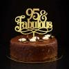 95th Birthday Cake Topper with “Happy Birthday” Text, Gold Glitter, 6 in view 1