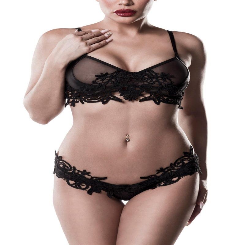 Grey Velvet Women's Lingerie Set 800000033960, Black, L