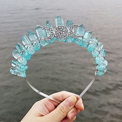 YONGERN Raw Crystal Branch Crown Moon Headband for Weddings and Bridal Gifts (Color: 4)