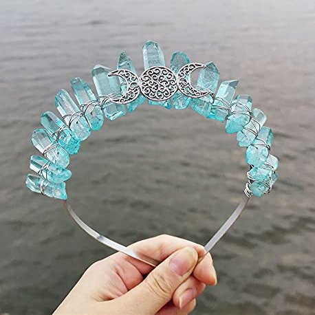 YONGERN Raw Crystal Branch Crown Moon Headband for Weddings and Bridal Gifts (Color: 4)
