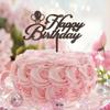 Happy Birthday Cake Topper, Personalized Name and Age, Brown Wood view 2
