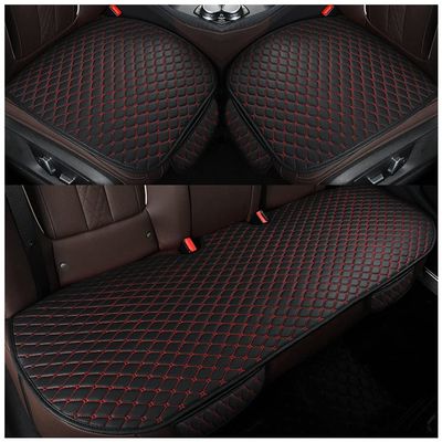 MISSMAO Universal Car Seat Covers for Front Seats, PU Leather Seat Cushions, Breathable Seat Protectors, Red, 3-Piece Set