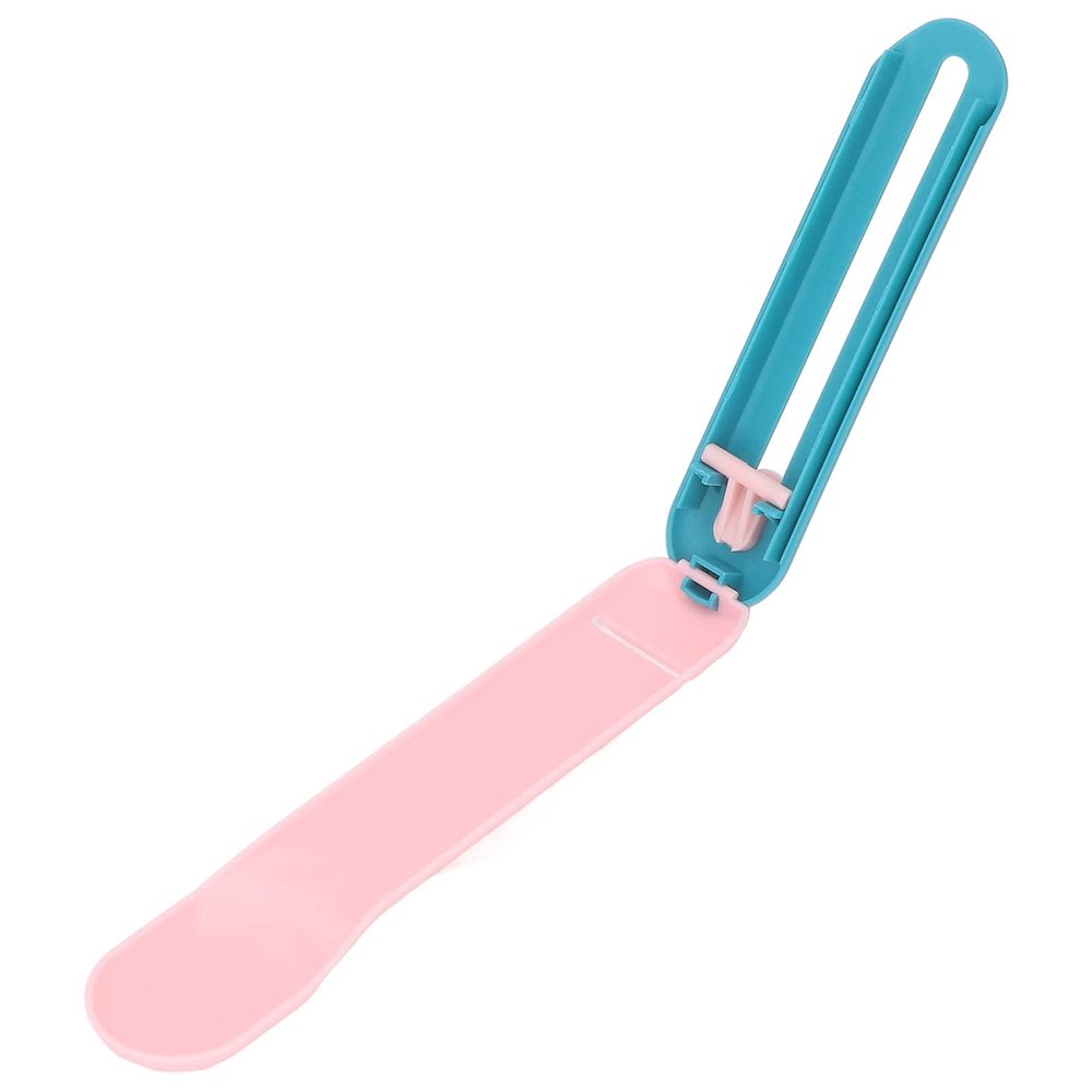 Cat Food Scoop with PP Plastic, Treat Dispenser Spoon, Pink with Blue Handle