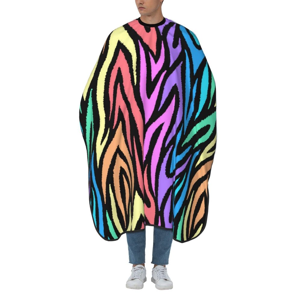RBAZYFXUJ Hair Cutting Cape with Colorful Stripes, One Size