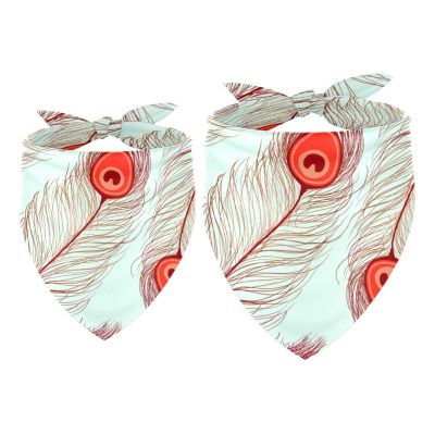 2-Pack Dog Bandanas, Feather Retro Bib Scarves for Small, Medium and Large Dogs, Puppies and Cats