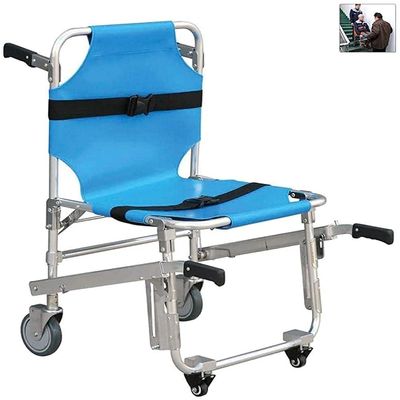 Emergency Stair Chair, 4-Wheel Evacuation Transport Chair, 350 lb Capacity, Blue