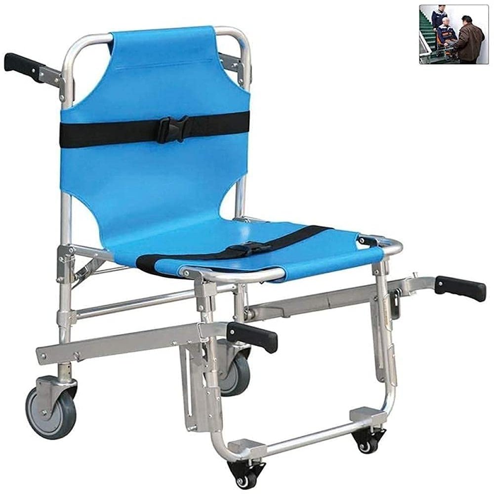 Emergency Stair Chair, 4-Wheel Evacuation Transport Chair, 350 lb Capacity, Blue