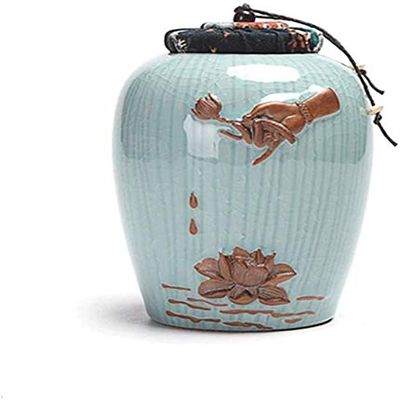 LARIAU Handmade Ceramic Urn for Adult Cremated Ashes, Moisture-Resistant, for Home or Cemetery