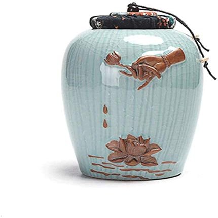 LARIAU Handmade Ceramic Urn for Adult Cremated Ashes, Moisture-Resistant, for Home or Cemetery