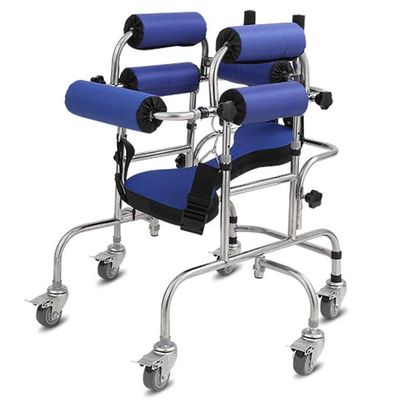 WANWEN Walking Aid for Seniors, Adults and Children, Upright Walker with Seat, Stainless Steel Frame, 120 kg Capacity